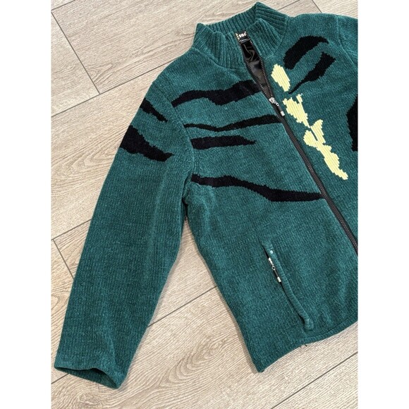 Jamie Sadock Sweater Womens L Green Full Zip Thick Knit Lined Golf Casual - Picture 2 of 8